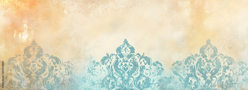 Poster elegant damask pattern on a textured background