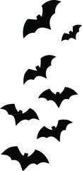 Black Halloween Bat silhouettes vector hand drawn different flying