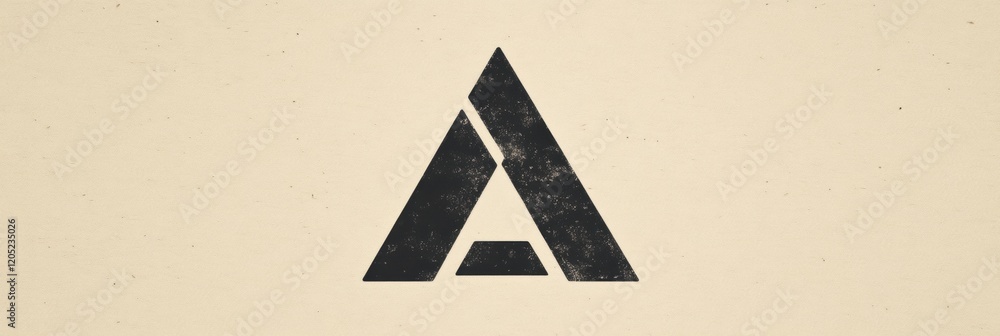 Poster Modern abstract logo design featuring triangular shapes and a minimalist aesthetic on a textured background. Generative AI