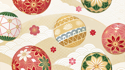 Fototapeta premium 手毬模様のイラスト