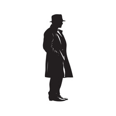 silhouette of a person with detective dress