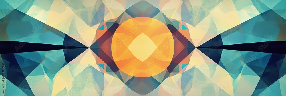 Fototapete Geometric pattern with vibrant colors in a symmetrical design showcasing shapes and shades. Generative AI