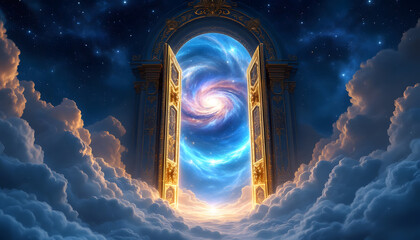 Celestial Gateway: A Golden Door to the Cosmos