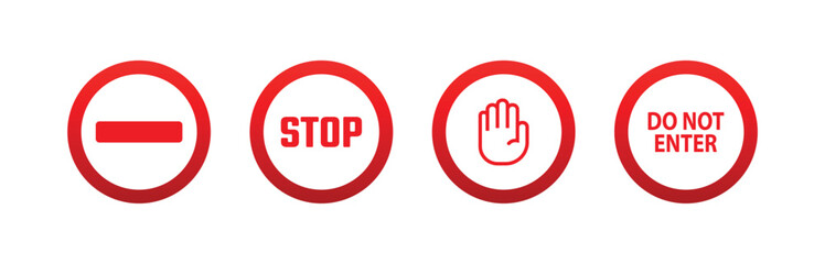 Red stop sign. Vector icon	
