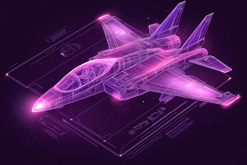 pilot navigating a radiant holographic aircraft through a virtual galaxy