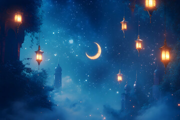 Fototapeta premium Enchanted Night: Ramadan's Mystical Glow
