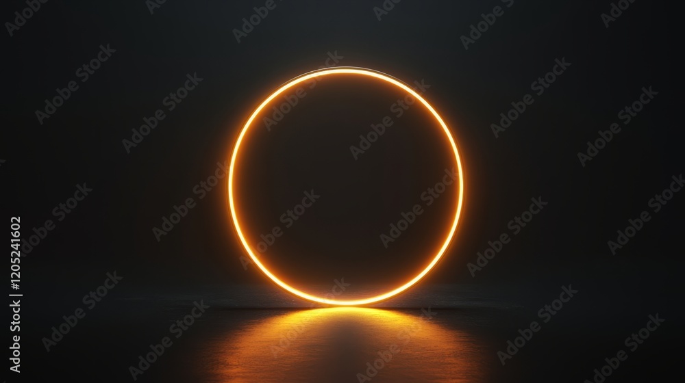Poster artistic single metallic gradient circle glowing softly on a deep black background