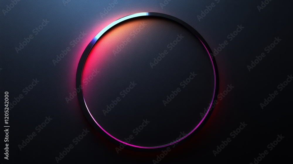 Poster artistic translucent gradient circle casting shadows on a sleek black backdrop