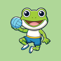 Obraz premium Volleyball ball with frog vector illustration design