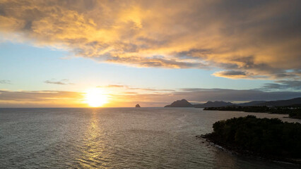 Martinique Coast Sunset Diamond Drone Aerial