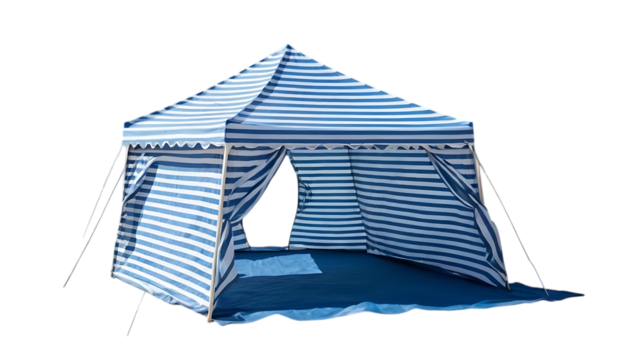Blue striped beach tent PNG Image