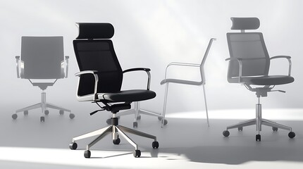 Modern office chairs in a minimalist setting.