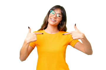 Young caucasian woman over isolated chroma key background proud and self-satisfied