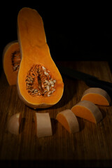 Calabaza sobre tabla de madera