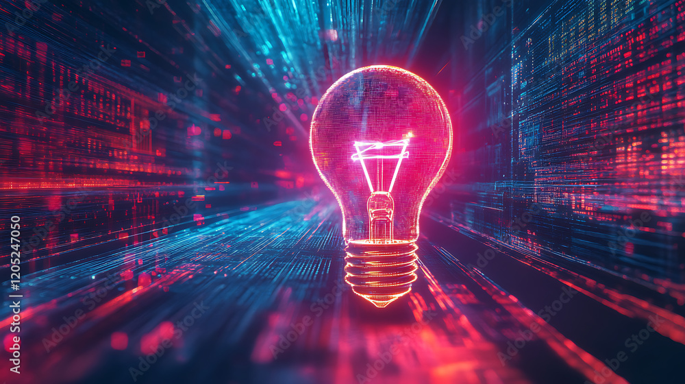 Aufkleber illuminating the future digital light bulb concept in a high-tech environment abstract visualization