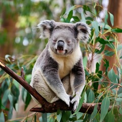 Naklejka premium koala sleeping on a tree