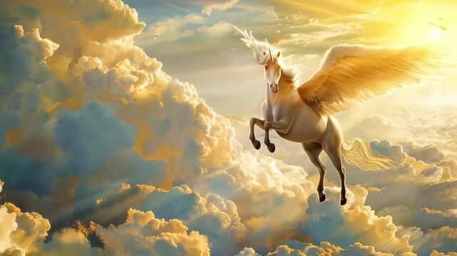 The mythical Pegasus among clouds