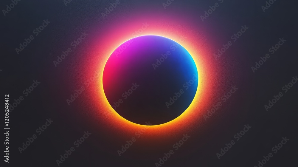 Aufkleber gradient glowing circle in vibrant rainbow tones floating on a matte black canvas