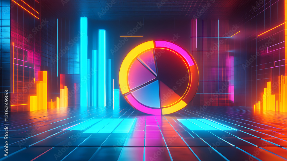 Poster dynamic data visualization modern studio infographic display futuristic environment aesthetic perspe