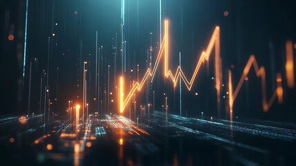 Obraz premium Dynamic market trends visualization financial sector data analysis digital environment abstract viewpoint economic insights