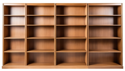 Empty wooden bookshelves PNG Image