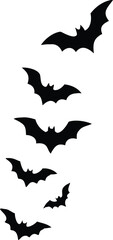 Naklejka premium Black silhouettes of bats set isolated on white background