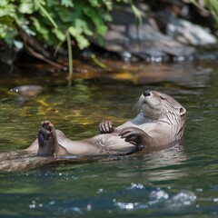 Fototapeta premium hippopotamus swimming in the water