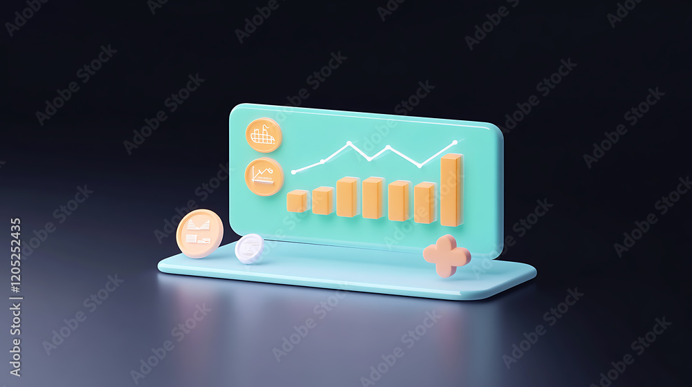 Poster analyzing business growth metrics digital workspace infographic minimalist design professional viewp