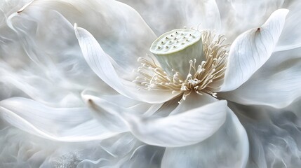 Serene White Lotus Flower Close Up Detail