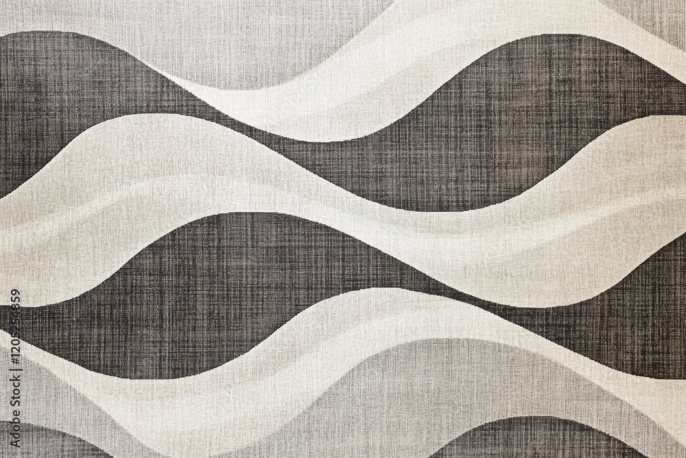 Poster Decorative wave pattern design in shades of grey for modern interiors. Generative AI