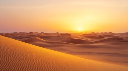 Warm golden sands shimmering under the soft hues of sunset