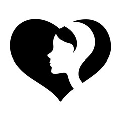 Logo Girl Face Woman Love Heart Business Beauty Vector Icon Silhouette