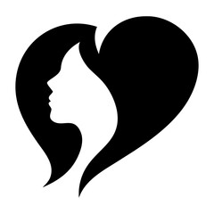 Logo Girl Face Woman Love Heart Business Beauty Vector Icon Silhouette