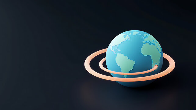 Global rotation of earth model digital art conceptual visualization dark background creative perspective