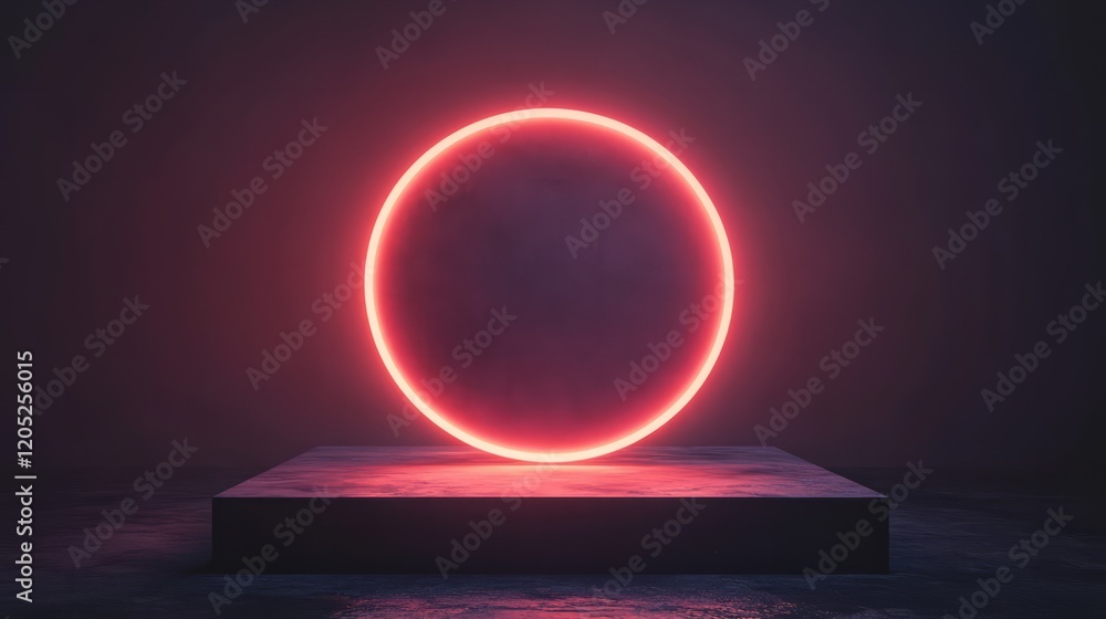 Poster minimalist glowing pastel circle with smooth edges floating on a black canvas