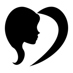 Logo Girl Face Woman Love Heart Business Beauty Vector Icon Silhouette