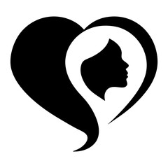 silhouette of a woman with a heart