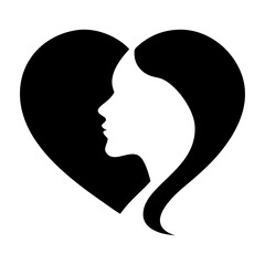 Logo Girl Face Woman Love Heart Business Beauty Vector Icon Silhouette