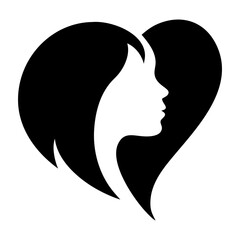Logo Girl Face Woman Love Heart Business Beauty Vector Icon Silhouette