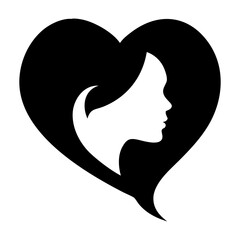 Logo Girl Face Woman Love Heart Business Beauty Vector Icon Silhouette