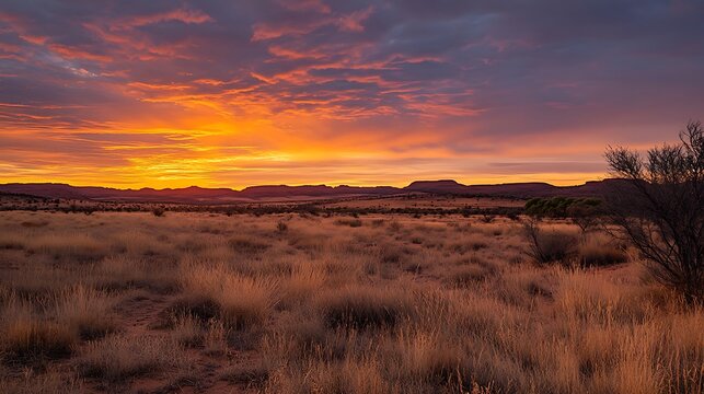 The rich tones of sunset casting a golden hue over desert sands