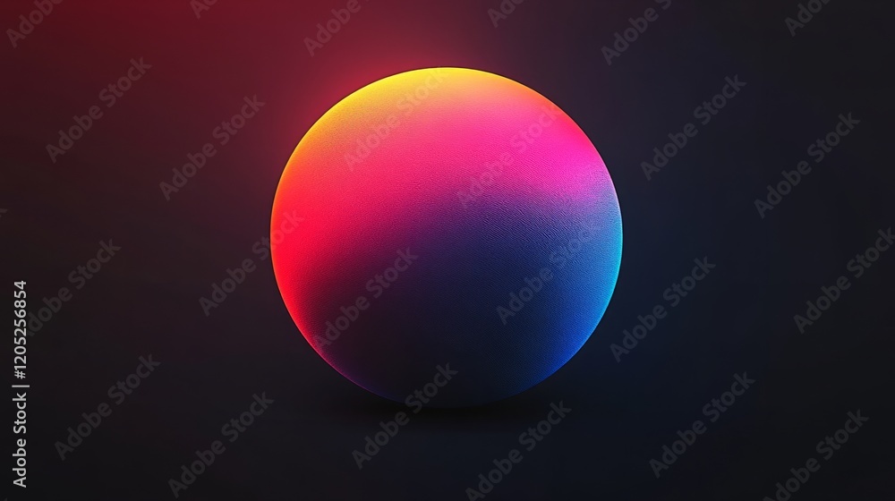 Poster minimalist gradient circle with reflective textures on a matte black canvas