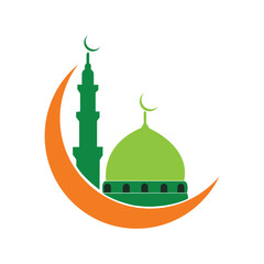 Mosque and crescent moon logo design