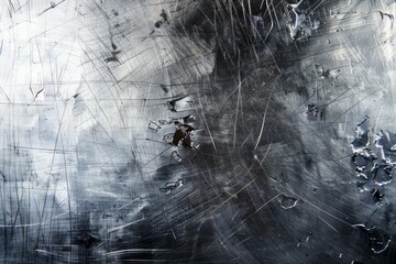 Photo of Silver scratched old metal sheet. Background texture for backdrops or mapping