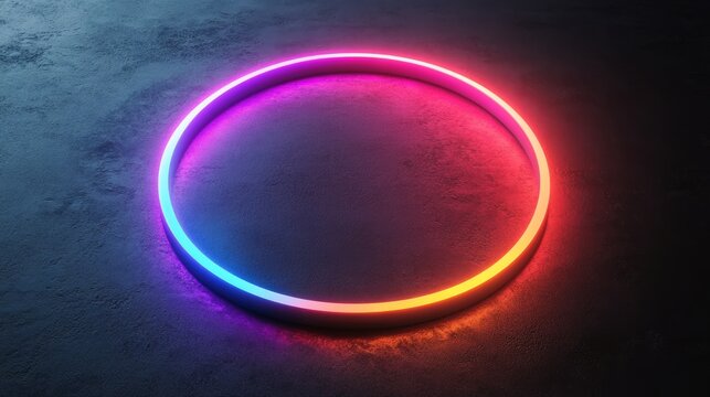 Minimalist gradient glowing circle in vibrant hues on a sleek black surface 