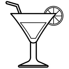Modern Cocktail Glass Outline Design