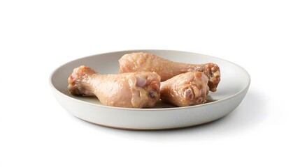 Raw chicken drumsticks in a plate. 