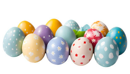 Fototapeta premium Isolated on a white background, this image shows an easter egg painted manually