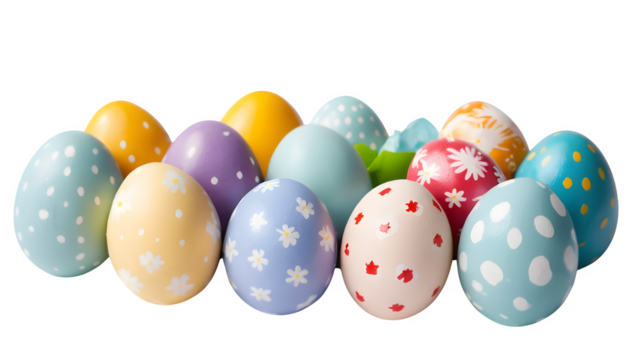 Isolated on a white background, this image shows an easter egg painted manually