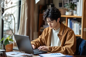 A young professional creating a presentation on the psychological impact of trolling, with charts and infographics on their laptop